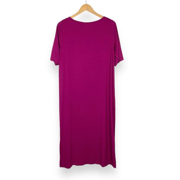 Eileen Fisher Women's Ballet Neck Stretch Knit Midi Dress Medium Magenta - Picture 6 of 10